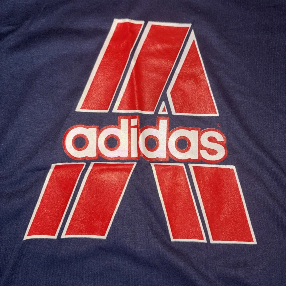 Vintage 1980s Adidas T Shirt Men's Medium Navy Blue Single Stitch